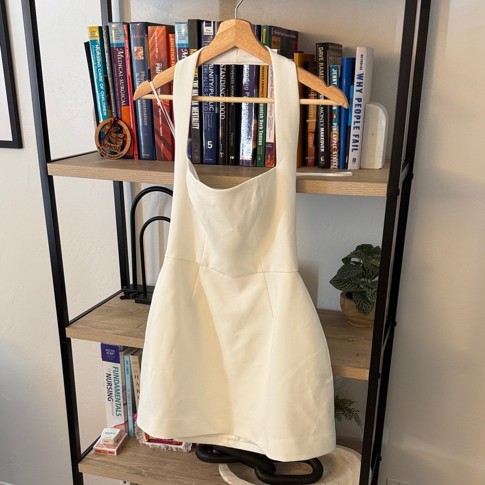 Women's Cream Mini Dress - Sleeveless Halter Style